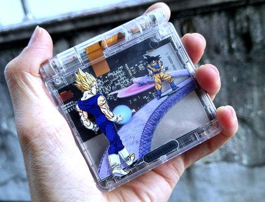 Backlit IPS GBAsp Mod Nintendo GameBoy Advance SP Mirror Clear Vegeta and Goku