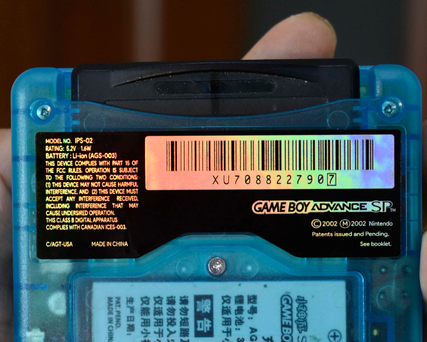 Backlit IPS GBAsp Mod Nintendo GameBoy Advance SP Ocean Blue Red Buttons