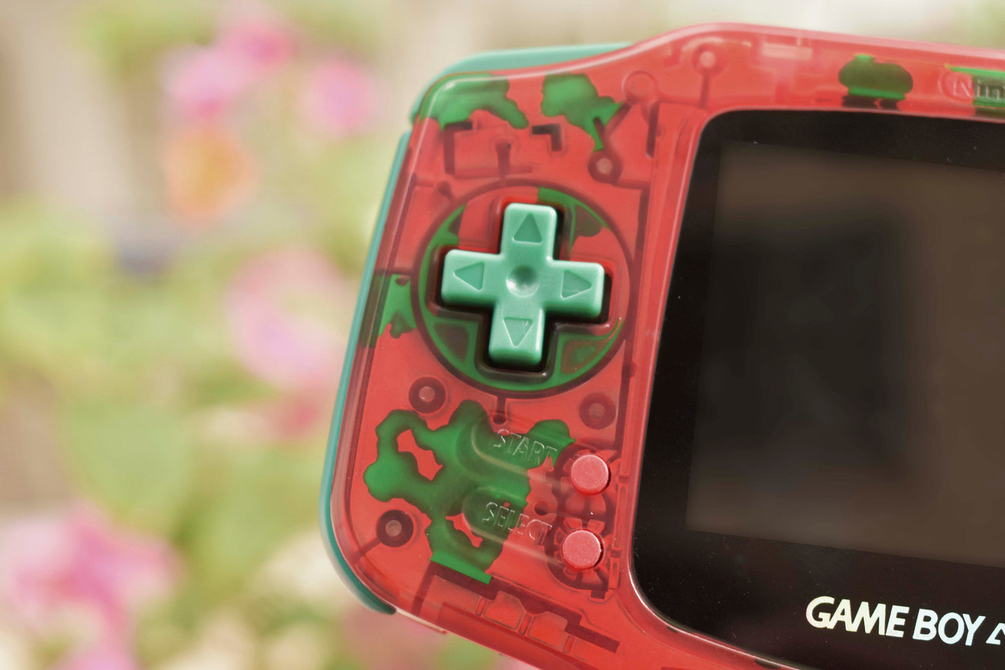 Extra Mods IPS Backlit LCD GBA Nintendo Game Boy Advance Pointillism Painting Red Green