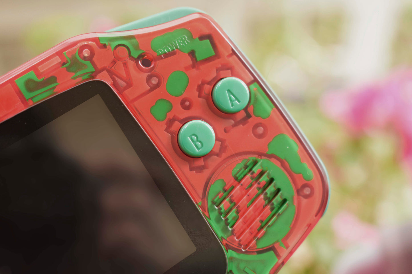 Extra Mods IPS Backlit LCD GBA Nintendo Game Boy Advance Pointillism Painting Red Green