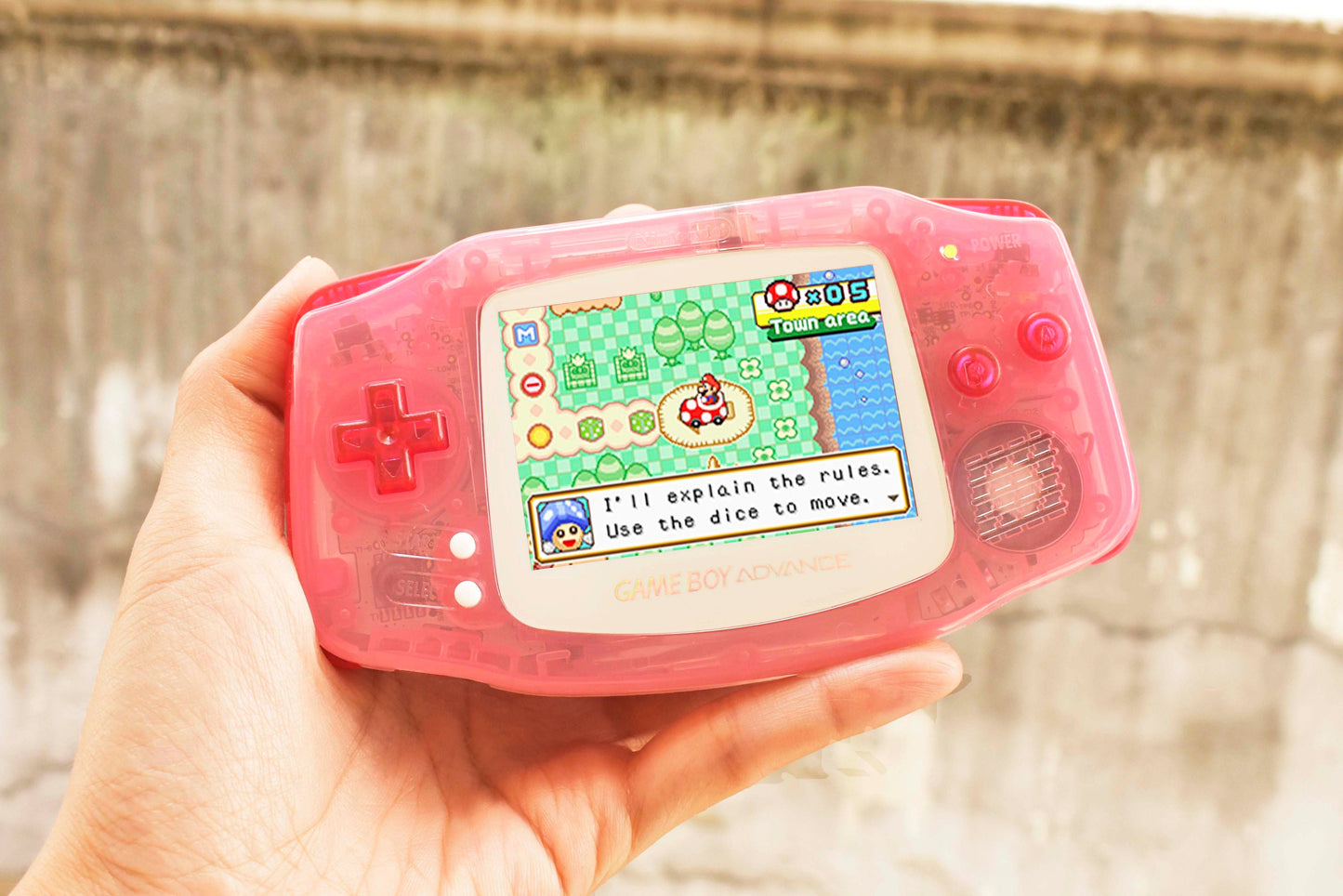 Extra Mods IPS Backlit LCD GBA Nintendo Game Boy Advance Shiny Clear Pink