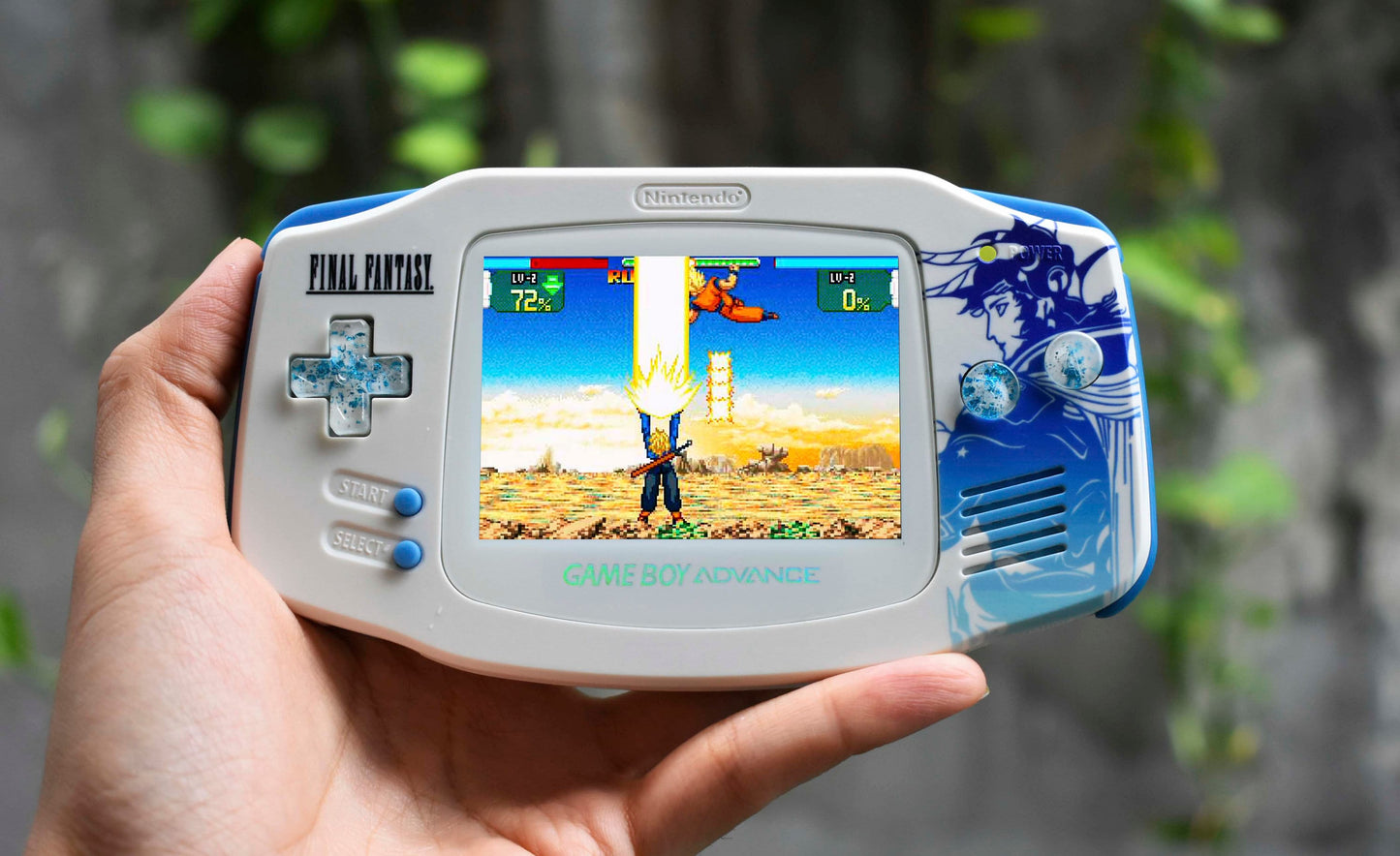 Extra Mods And IPS Backlit LCD GBA Mod Nintendo GameBoy Advance Final Fantasy Blue Theme
