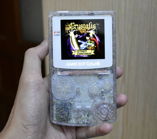 Retro Pixel IPS Q5 Game Boy Color Nintendo GBC Plus Extra Mods Glitty Glow In The Dark Buttons