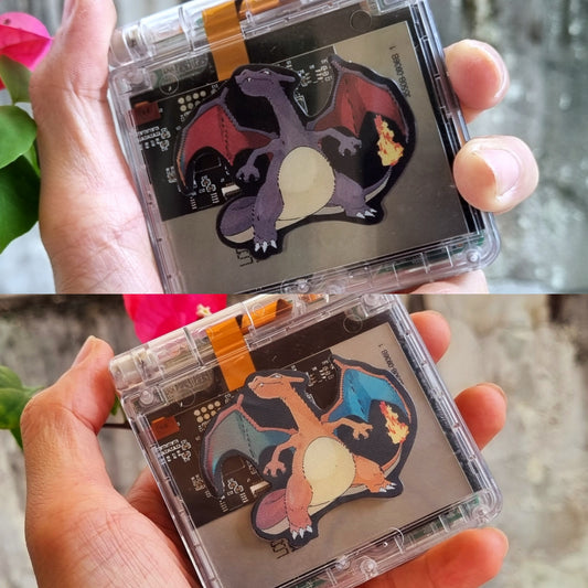 Backlit IPS GBAsp Mod Nintendo GameBoy Advance SP Mirror Clear Charizard