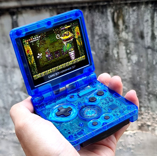 Backlit IPS GBAsp Mod Nintendo GameBoy Advance SP Mirror Clear Royal Blue