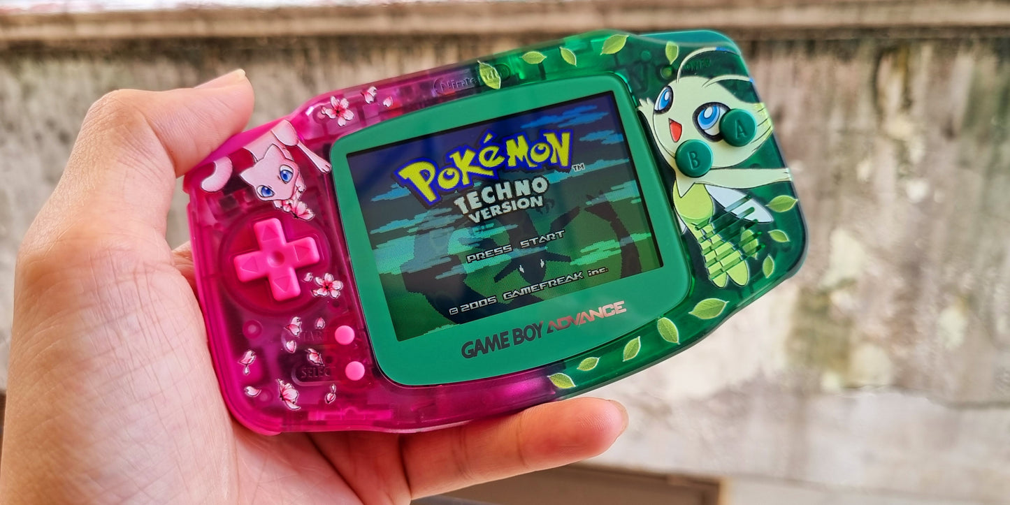 Extra Mods And IPS Backlit LCD GBA Mod Nintendo GameBoy Advance Celebi And Mew