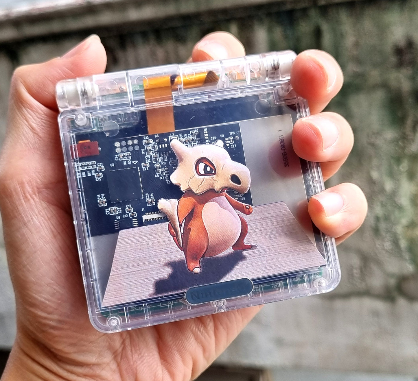 Backlit IPS GBAsp Mod Nintendo GameBoy Advance SP Mirror Clear Cubone Pokemon