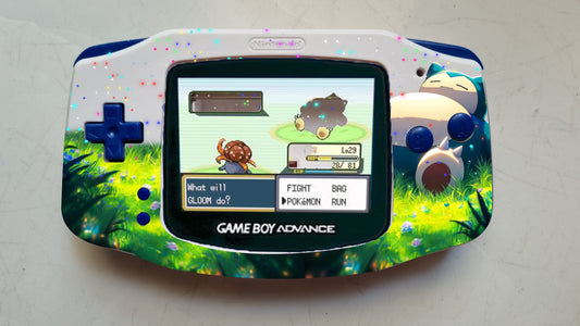 Extra Mods IPS Backlit LCD GBA Nintendo Game Boy Advance Cream White Shell Snorlax Pokemon