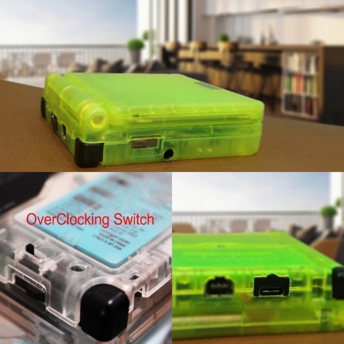 Backlit IPS GBAsp Mod Nintendo GameBoy Advance SP Translucent Black Yellow Buttons