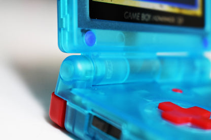 Backlit IPS GBAsp Mod Nintendo GameBoy Advance SP Ocean Blue Red Buttons