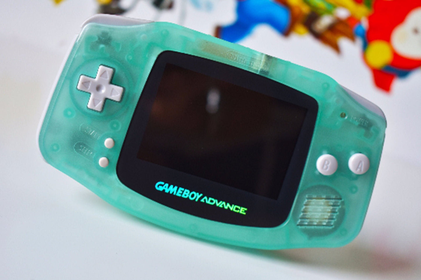 Extra Mods IPS Backlit LCD GBA Nintendo Game Boy Advance Turquoise Glow In Dark