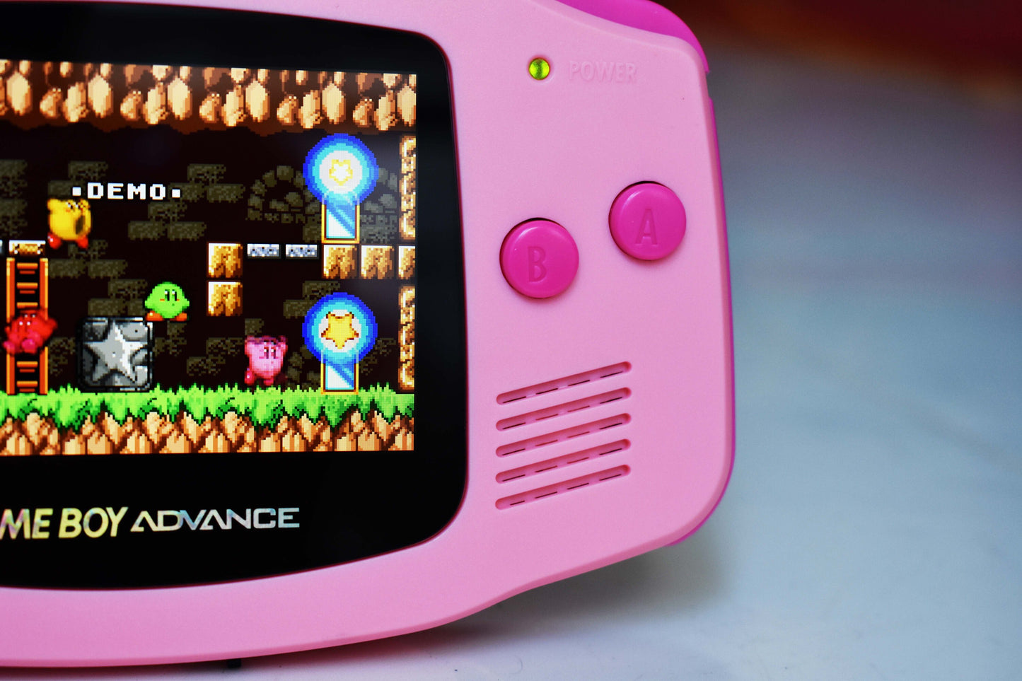 Extra Mods And IPS Backlit LCD GBA Mod Nintendo GameBoy Advance Kirby Pink