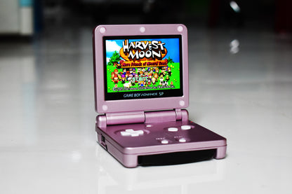 Backlit IPS GBAsp Mod Nintendo GameBoy Advance SP Pearl Pink White Buttons