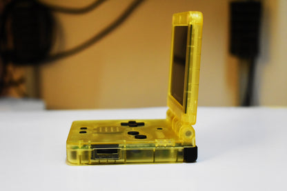 Backlit IPS GBAsp Mod Nintendo GameBoy Advance SP Groudon Translucent Yellow Shell