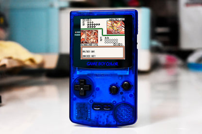 Funnyplaying Retro Pixel IPS Q5 Game Boy Color With Laminated Lens Nintendo GBC Plus Extra Mods Clear Royal Blue