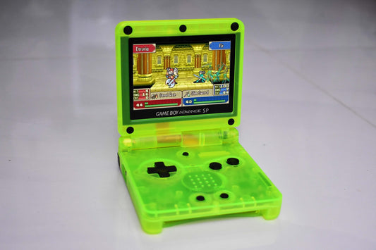 Backlit IPS GBAsp Mod Nintendo GameBoy Advance SP Extremely Green Glow In Dark