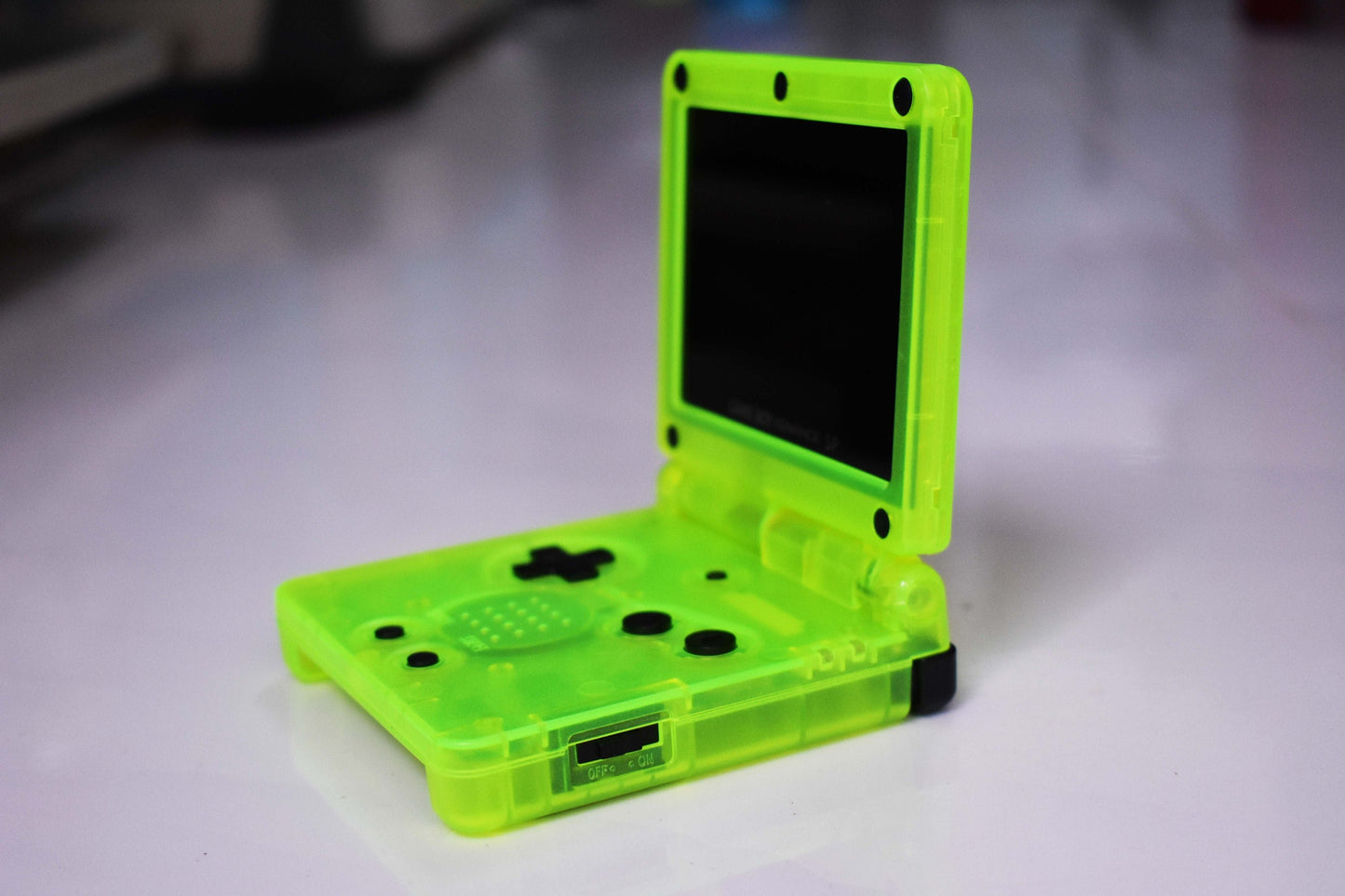 Backlit IPS GBAsp Mod Nintendo GameBoy Advance SP Extremely Green Glow In Dark