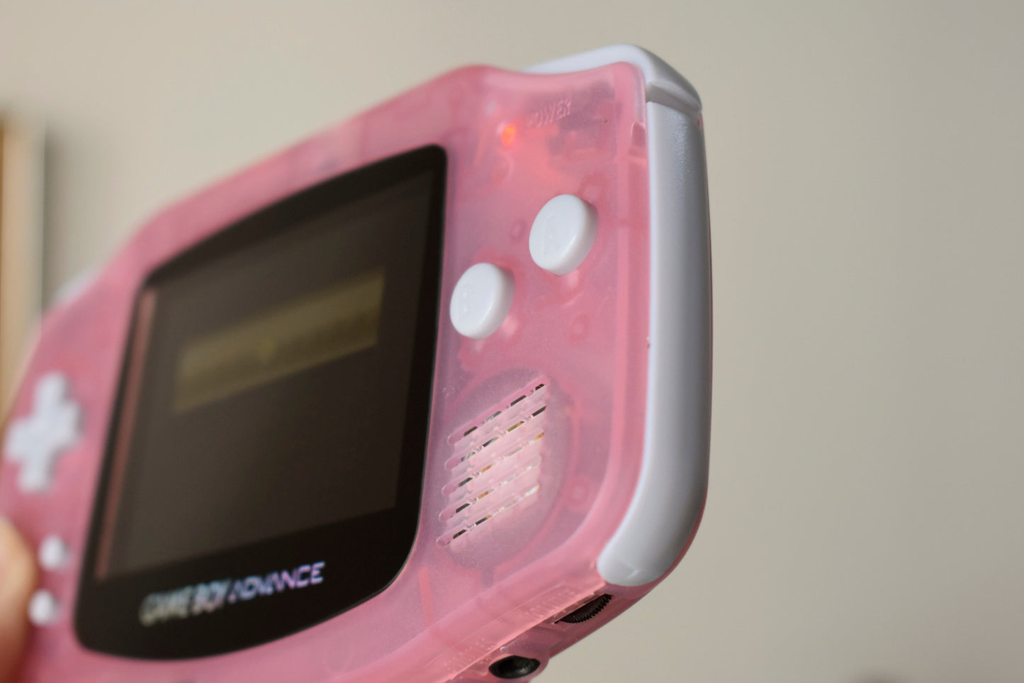 Extra Mods IPS Backlit LCD GBA Nintendo Game Boy Advance Translucent Pink Shell Grey Buttons