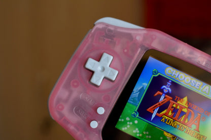 Extra Mods IPS Backlit LCD GBA Nintendo Game Boy Advance Translucent Pink Shell Grey Buttons