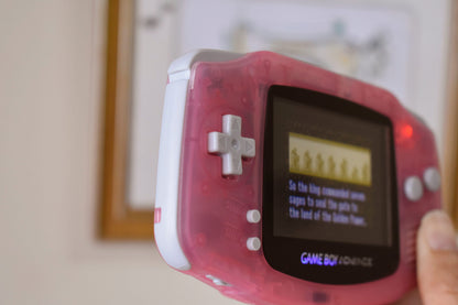 Extra Mods IPS Backlit LCD GBA Nintendo Game Boy Advance Translucent Pink Shell Grey Buttons