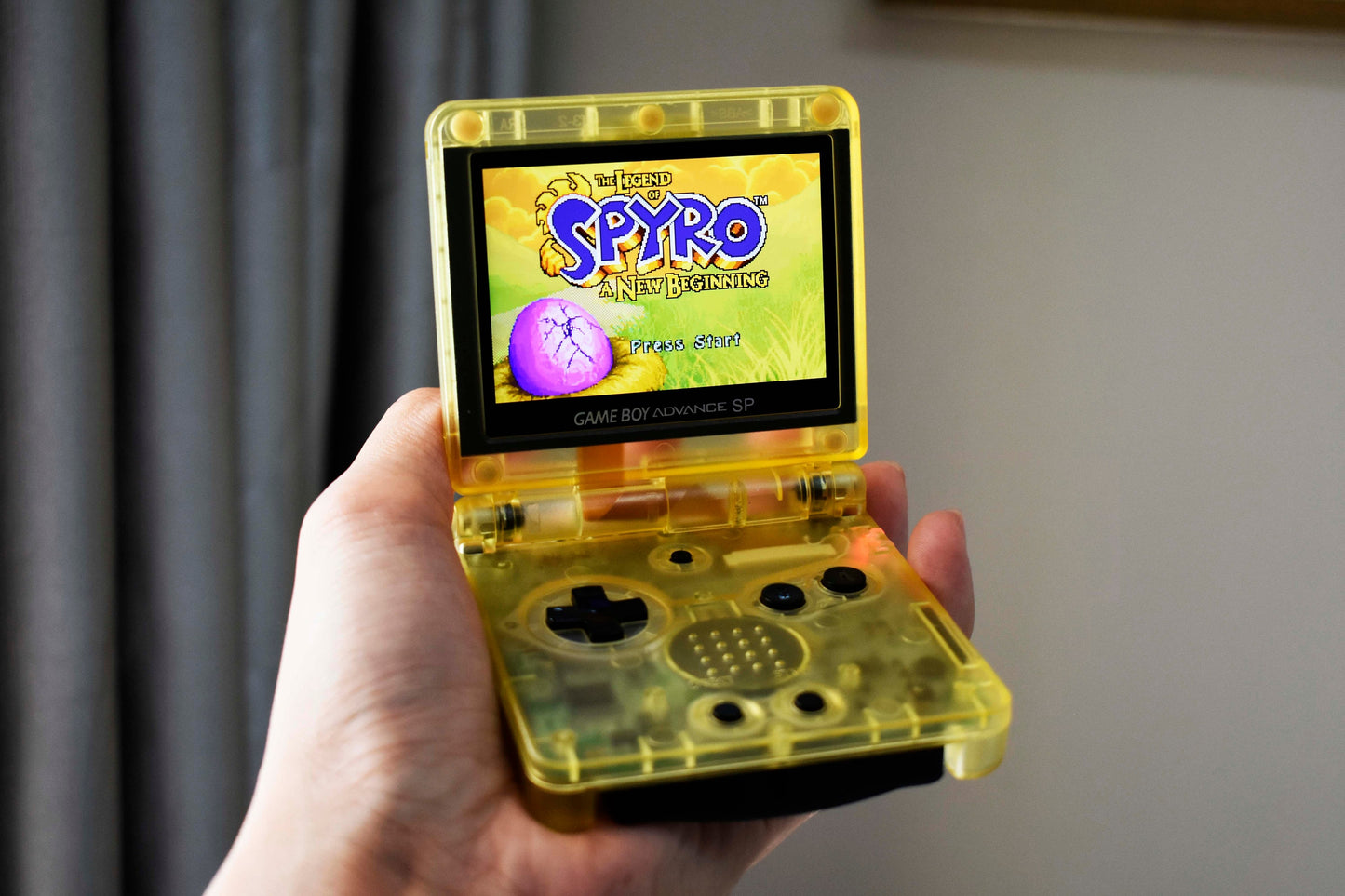 Backlit IPS GBAsp Mod Nintendo GameBoy Advance SP Pearl Clear Yellow