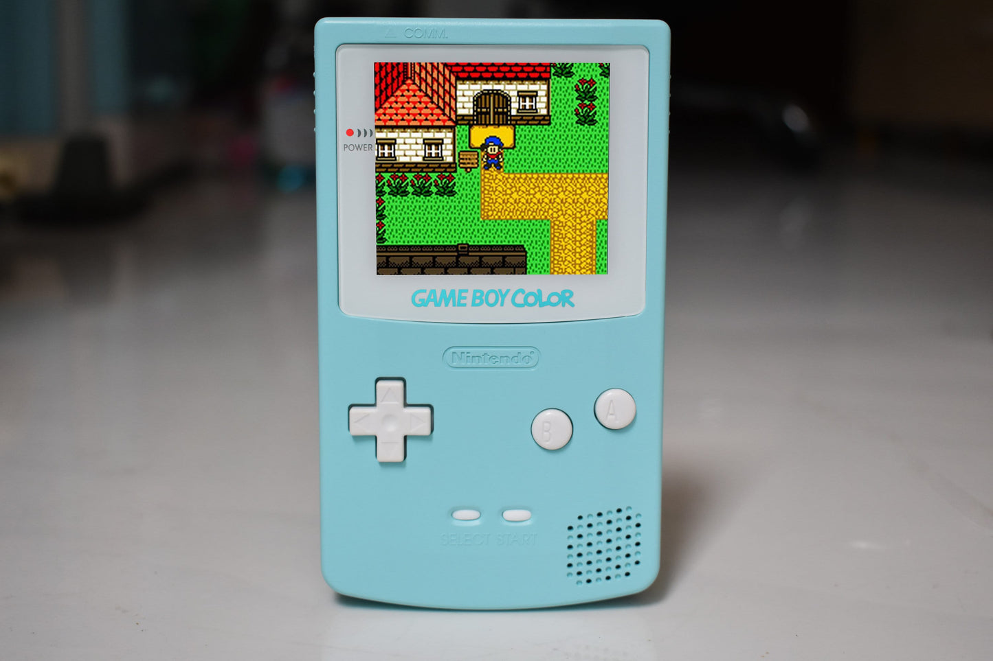 Funnyplaying Retro Pixel IPS Q5 Game Boy Color With Laminated Lens Nintendo GBC Plus Extra Mods Pastel Blue