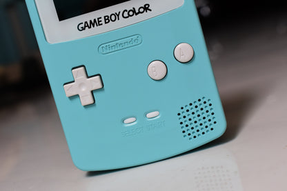 Funnyplaying Retro Pixel IPS Q5 Game Boy Color With Laminated Lens Nintendo GBC Plus Extra Mods Pastel Blue