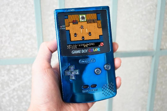 Retro Pixel IPS Q5 Game Boy Color Nintendo GBC Plus Extra Mods Blue Chrome Effect