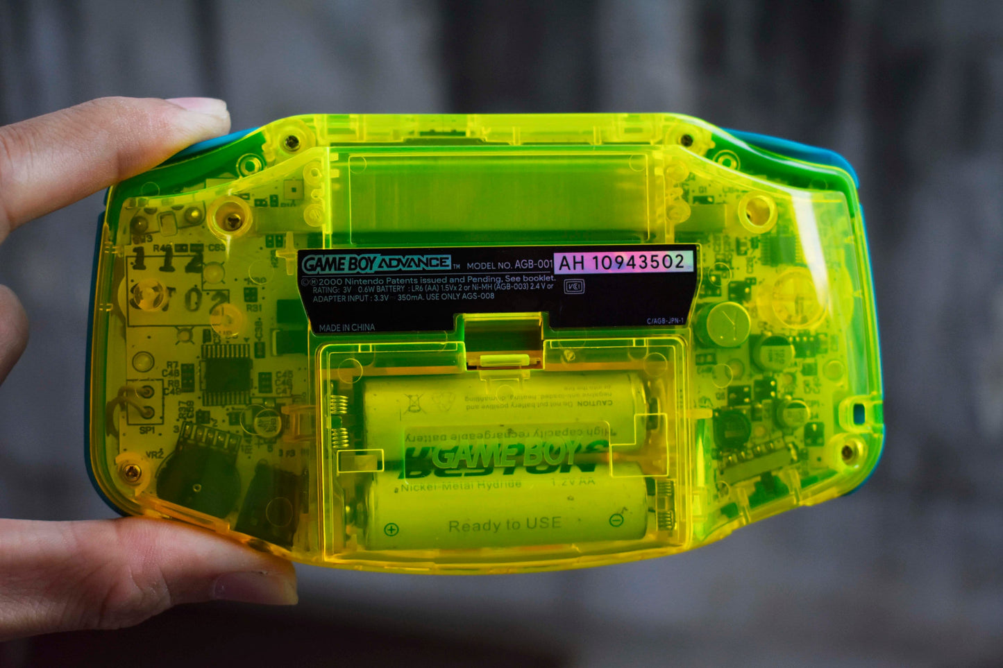 Extra Mods IPS Backlit LCD GBA Nintendo Game Boy Advance Crystal Clear Shell Crystal Lemon Yellow