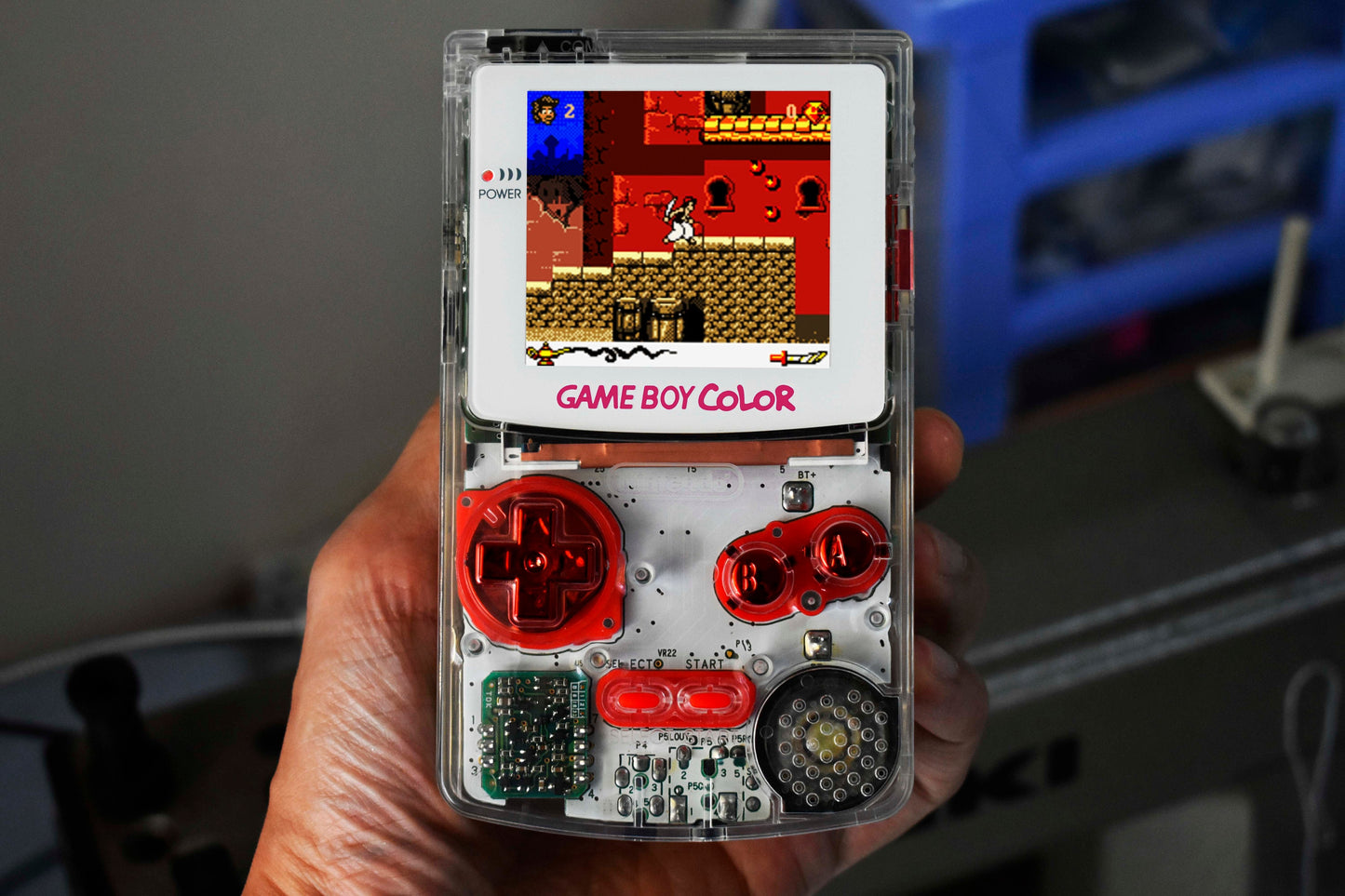 Retro Pixel IPS Q5 Game Boy Color Nintendo GBC Plus Extra Mods Crystal Clear Shell Metal Effect Buttons