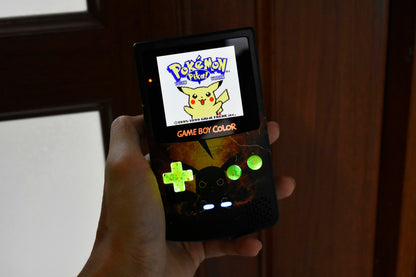 Funnyplaying Retro Pixel IPS Q5 Game Boy Color With Laminated Lens Nintendo GBC Plus Extra Mods Pikachu Thunderbolt