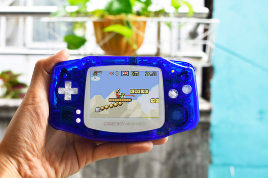 Extra Mods IPS Backlit LCD GBA Nintendo Game Boy Advance Crystal Clear Royal Blue