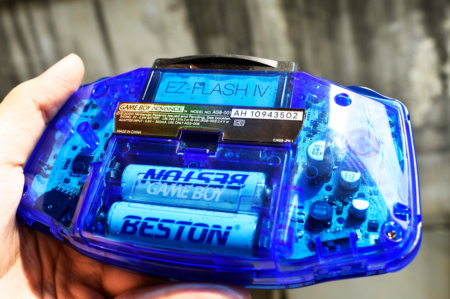 Extra Mods IPS Backlit LCD GBA Nintendo Game Boy Advance Crystal Clear Royal Blue