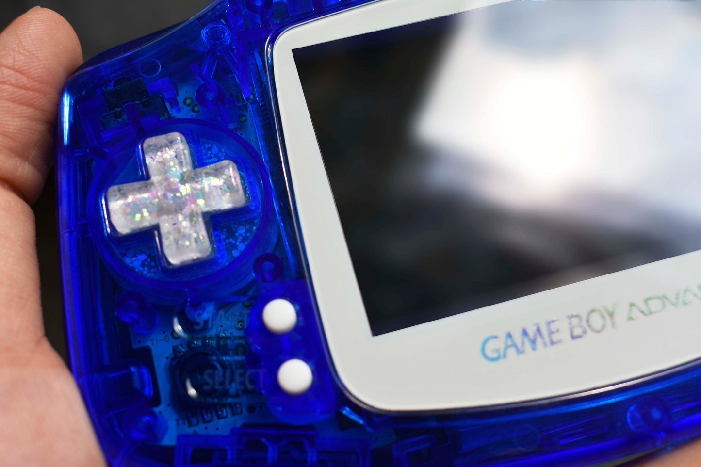 Extra Mods IPS Backlit LCD GBA Nintendo Game Boy Advance Crystal Clear Royal Blue