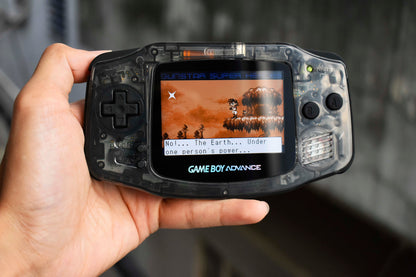 Extra Mods And IPS Backlit LCD GBA Mod Nintendo GameBoy Advance Crystal Clear Black With Matte Black Buttons