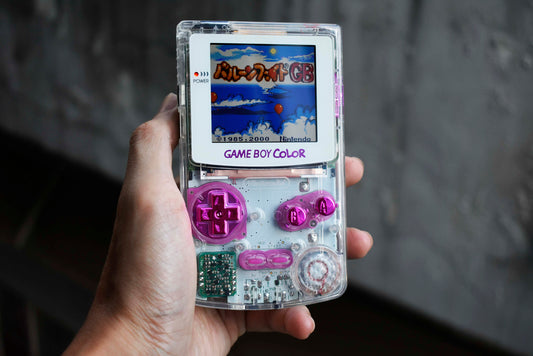 Retro Pixel IPS Q5 Game Boy Color Nintendo GBC Plus Extra Mods Crystal Clear Shell Metal Effect Buttons