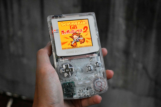 Retro Pixel IPS Q5 Game Boy Color Nintendo GBC Plus Extra Mods Crystal Clear Shell Metal Effect Buttons