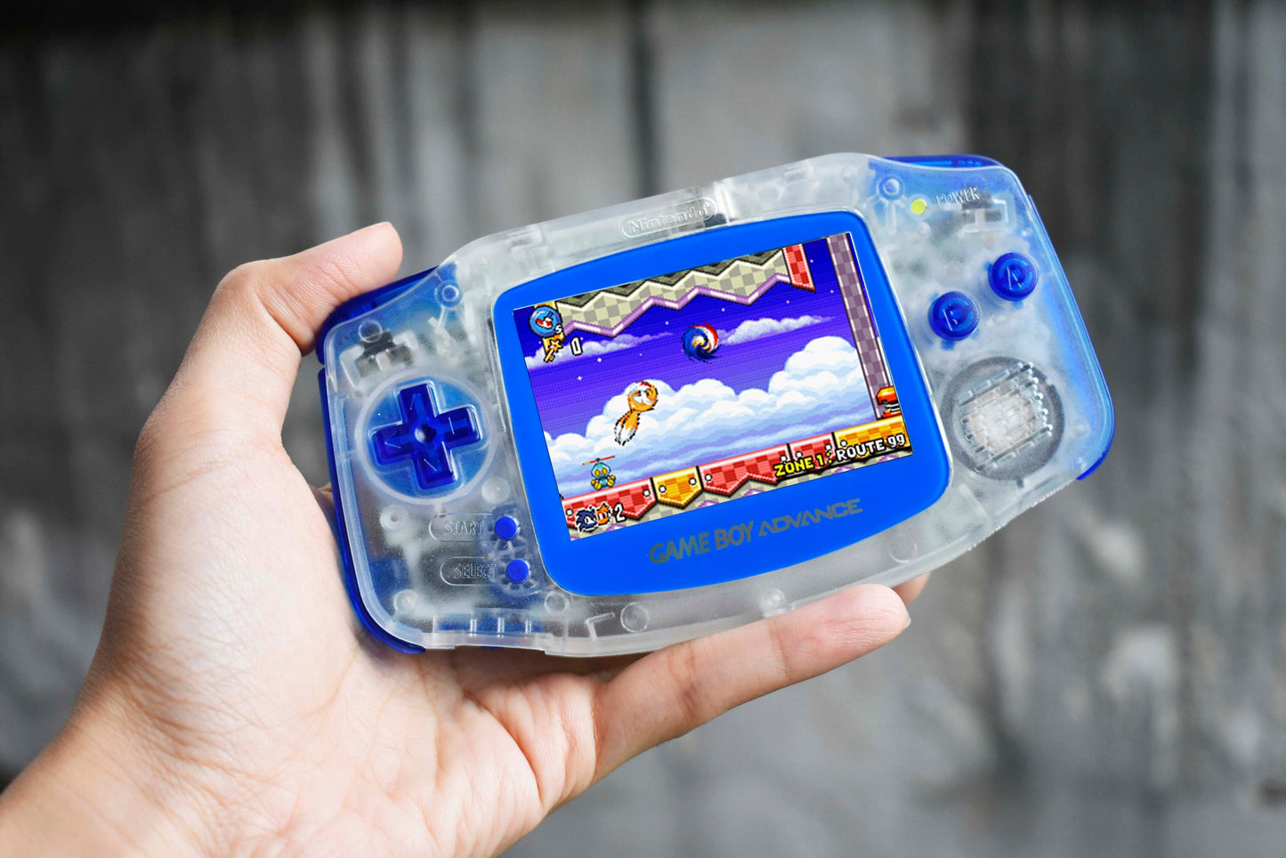 Extra Mods IPS Backlit LCD GBA Nintendo Game Boy Advance Clear Shell Clear Blue Buttons