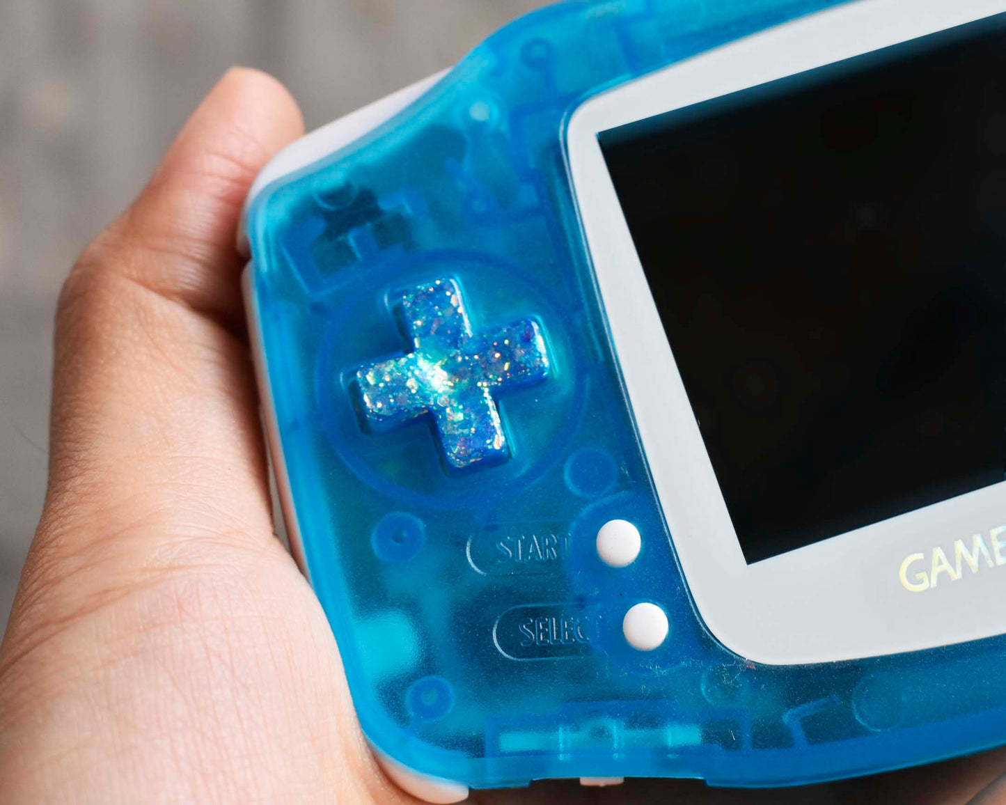 Extra Mods IPS Backlit LCD GBA Nintendo Game Boy Advance Ocean Blue Shell Glitty Buttons