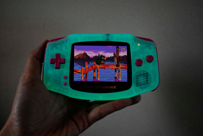 Extra Mods And IPS Backlit LCD GBA Mod Nintendo GameBoy Advance Blue Glow In Dark Pink Buttons