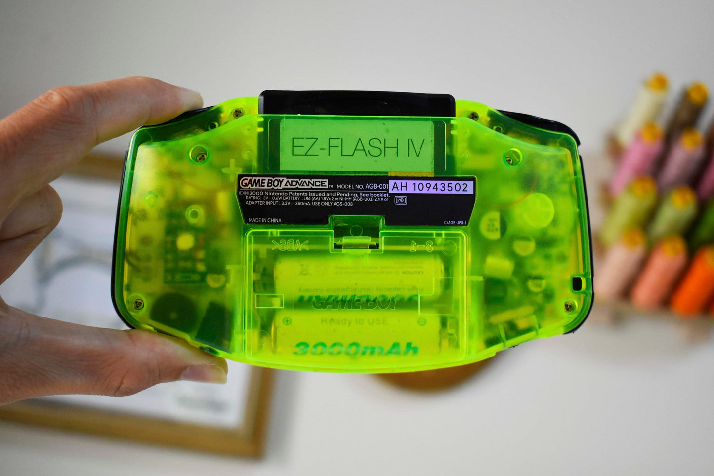 Extra Mods And IPS Backlit LCD GBA Mod Nintendo GameBoy Advance Neon Green