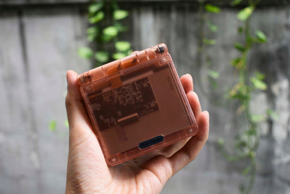 Backlit IPS GBAsp Mod Nintendo GameBoy Advance SP Translucent Salmon Orange Shell Matte Black Buttons