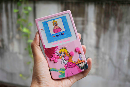 Funnyplaying Retro Pixel IPS Q5 Game Boy Color With Laminated Lens Nintendo GBC Plus Extra Mods Princess Peach