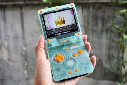 Backlit IPS GBAsp Mod Nintendo GameBoy Advance SP Turquoise Glow in Dark Orange Buttons