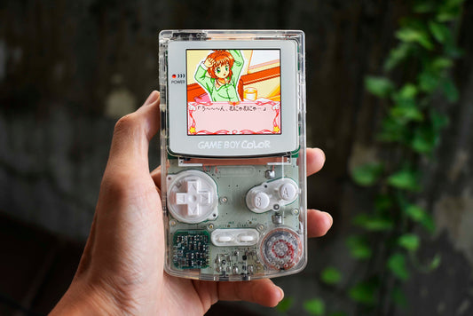 Retro Pixel IPS Q5 Game Boy Color Nintendo GBC Plus Extra Mods Crystal Clear Shell White Buttons