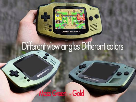 Extra Mods And IPS Backlit LCD GBA Mod Nintendo GameBoy Advance Metallic Moss Green Gold Matte Black Buttons