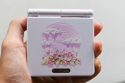 Backlit IPS GBAsp Mod Nintendo GameBoy Advance SP Flowers And The Moon