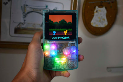 Funnyplaying Retro Pixel IPS Q5 Game Boy Color With Laminated Lens Nintendo GBC Plus Extra Mods all black