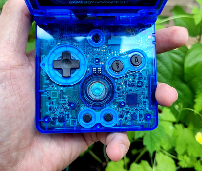 Backlit IPS GBAsp Mod Nintendo GameBoy Advance SP Mirror Clear Royal Blue