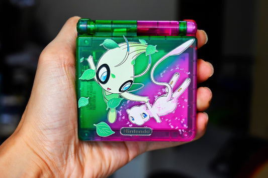 Backlit IPS GBAsp Mod Nintendo GameBoy Advance SP Celebi And Mew